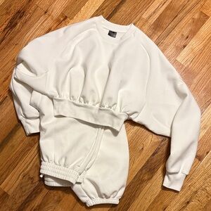 Adidas Stylish White Sweatshirt and Joggers Set